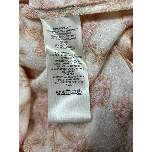 FREE PEOPLE Mia Tunic Top Sz M Pink Beige Floral VNeck Tie Front Viscose Woven - Picture 16 of 16